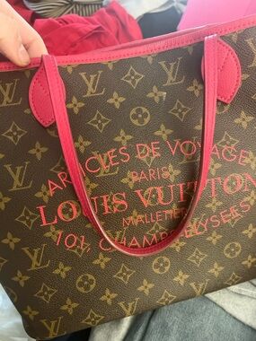 Louis Vuitton Brown Monogram Tote with Pink Trim and Logo Special Edition IKAT